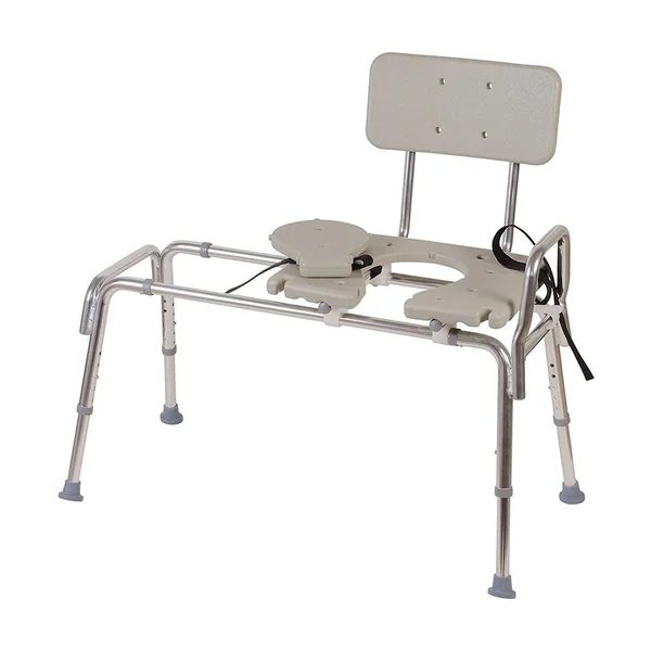 Duro-Med Heavy-Duty Sliding TRANSFER Bench Shower Chair with Cut-Out Seat and