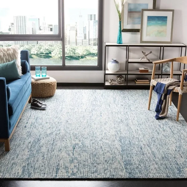 Safavieh 2&-3x22 x 8& Abstract ABT473M Ivory, Navy Rug