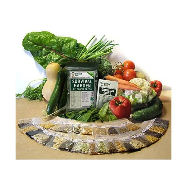 15 - 000 Non GMO Heirloom Vegetable Seeds Survival Garden 32 Variety Pack by Open Seed