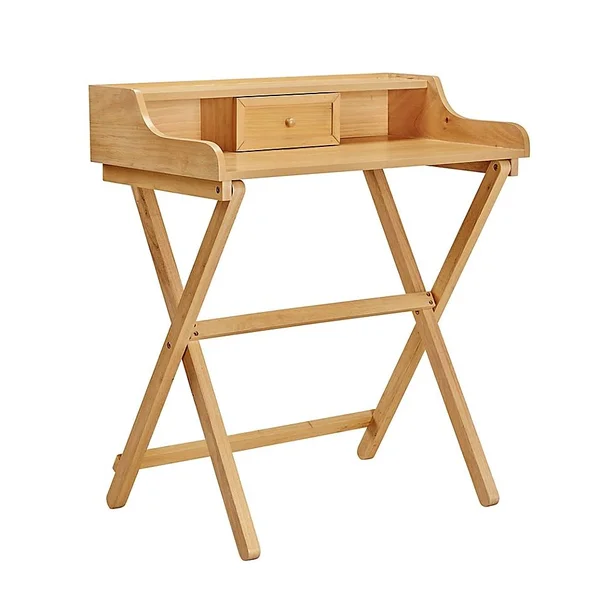 Linon Home Jackson 1-Drawer Folding Desk in Natural, Beige