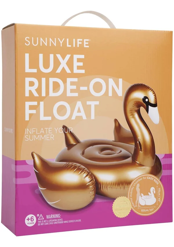 Sunnylife Luxe Gold Swan Ride-On Pool Float