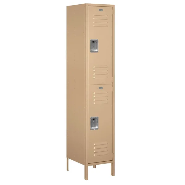 Salsbury Industries 18-52168TN-A 18x22 Wide Double Tier Standard Metal Locker - 1 Wide - 6 Feet High - 18 Inches Deep - Tan - As