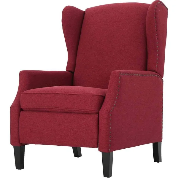 Noble House Wescott Recliner in Deep Red and Dark Brown