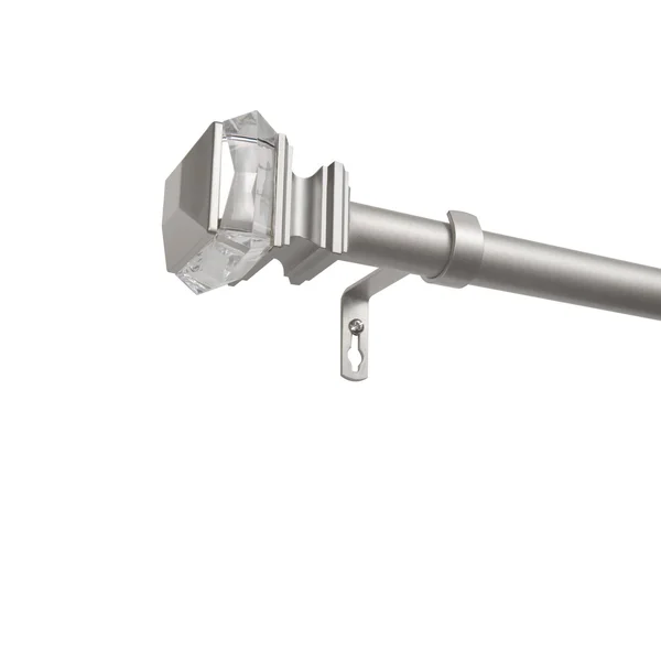 Silver Orchid Hamilton 1-Inch Curtain Rod and Finial Set Matte Silver 36x22-72x22 Powder Coated - Matte, Silver Finish