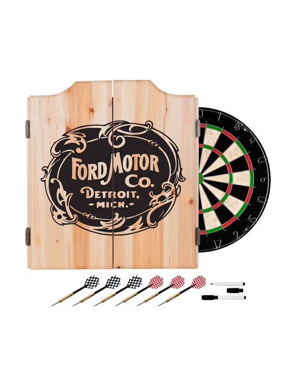 Ford Dart Cabinet Set with Darts and Board - Vintage Ford Motor Co.