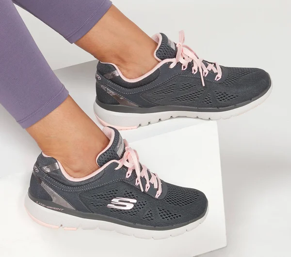 Skechers Women's Flex Appeal 3.0 Sneaker, Charcoal/Pink