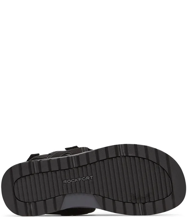Rockport Men's Lucky Bay Sport 3 Strap Suede Sandals, Mens, 10M, Black