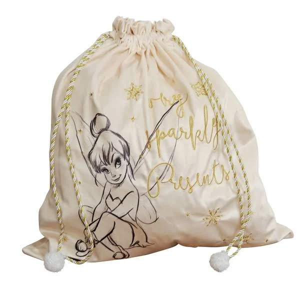 Disney Cream & Gold Velveteen Christmas Sack - Tinkerbell