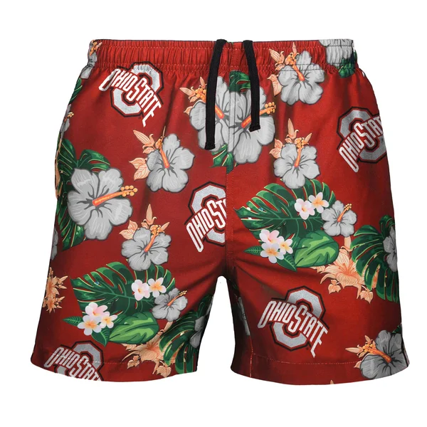 Ohio State Buckeyes Floral Swimming Trunks, Mens Size: 2XL