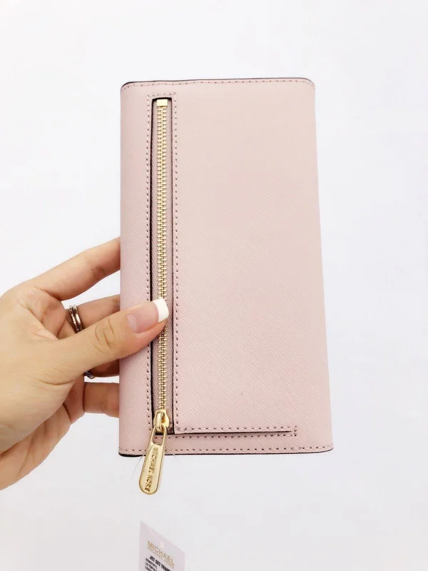 Michael Kors Jet Set Travel Leather Large Trifold Wallet Blossom