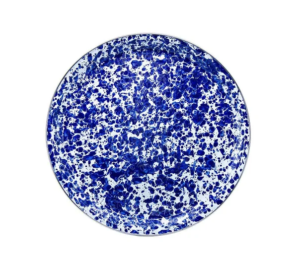 Pottery Barn Golden Rabbit Swirl Enamel Serving Tray, Medium - Cobalt