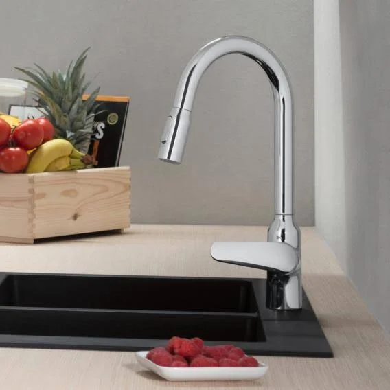 Hansgrohe M42 Single Lever Kitchen Faucet 220 - with Pull-Out Spray and sBox Chrome 71820000