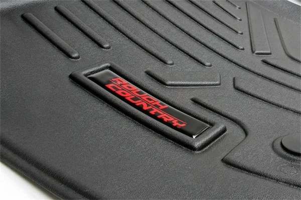 Rough Country Heavy Duty Floor Mats Front/Rear-(12-16 Ford Super Duty Crew Cab Raised Pedal)