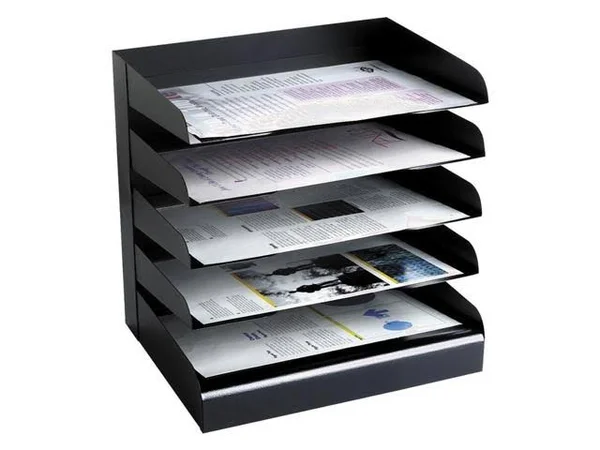 Buddy Products Black 5 Tier Tray - Letter size, 0405-4