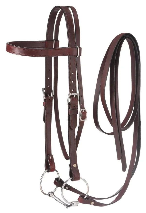 Tough 1 Western Leather Browband Draft Bridle Dark Oil