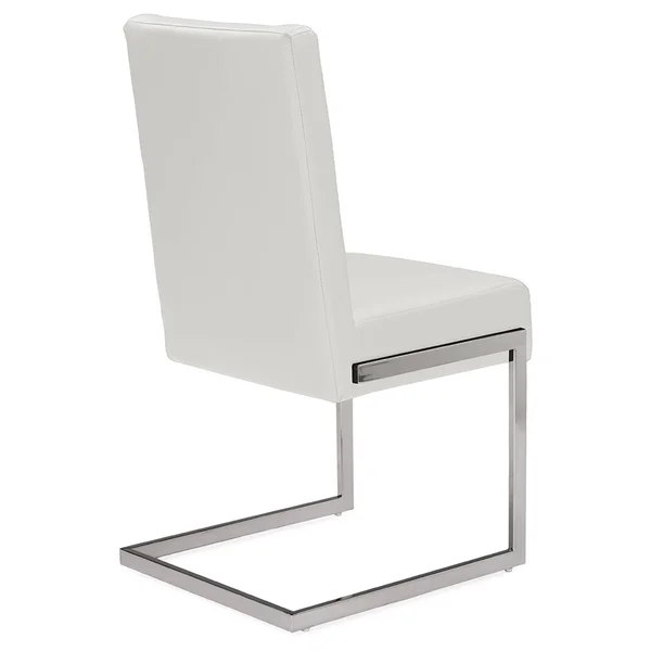 Baxton Studio Toulan Modern and Contemporary White Faux Leather Upholstered Stainless Steel Dining Chair (Set of 2)