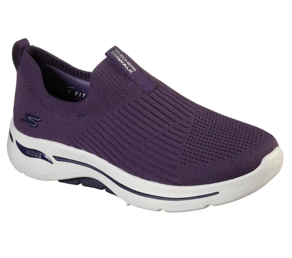 Skechers Women's GOwalk Arch Fit - Iconic Slip-On Walking Shoes, Purple, 7.5