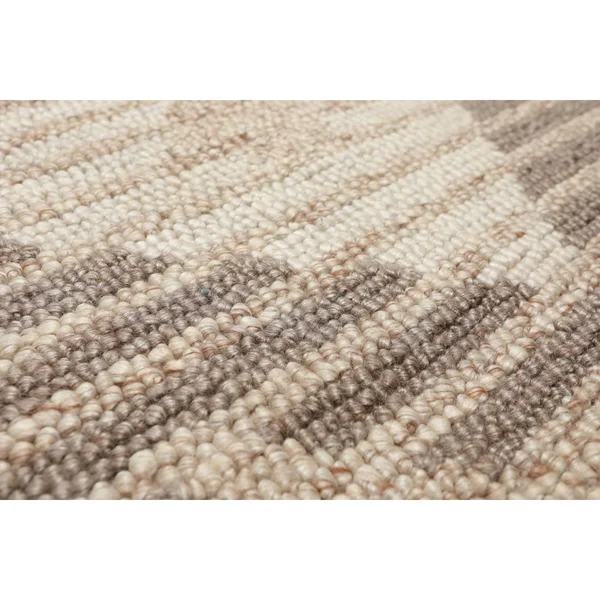 5&4x7&6 Hand Tufted 100%Wool Geometric Print Oriental Area Rug Beige - Tan Color - 5&4x22 x 7&6x22 - Tan/Beige