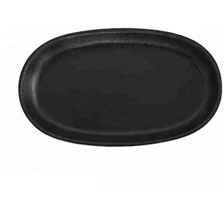 3 Pack - 10 inch x 7 1/2 inch Oval Pre-Seasoned Cast Iron Fajita Skillet