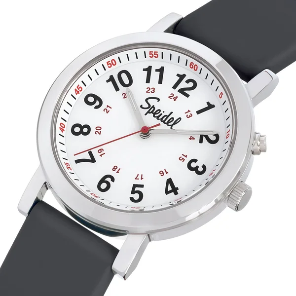 Speidel Scrub Glow Watch for Medical Professionals with Scrub Matching White Silicone Band, Easy to Read Light Up Dial, Second H