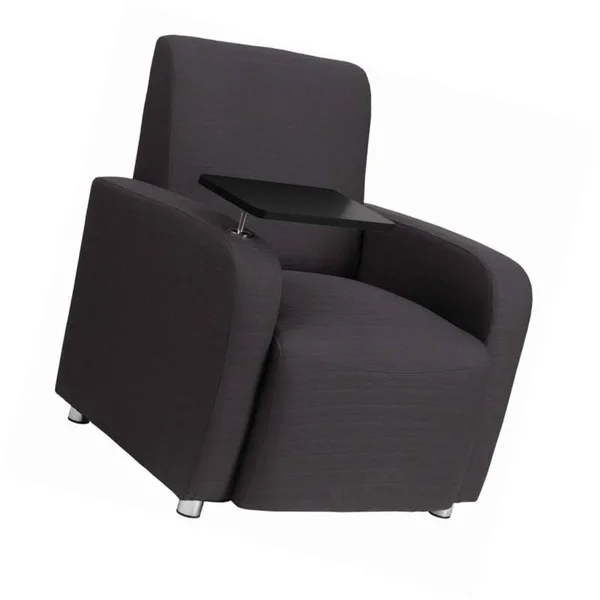 Flash Furniture Fabric Guest Chair with Tablet Arm and Chrome Legs, Gray