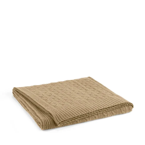 Ralph Lauren Cable Cashmere Throw Blanket - Heather Gray