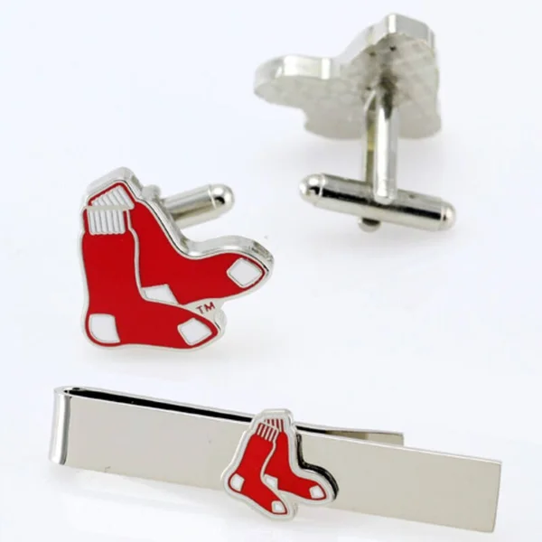 MLB Boston Red Sox Cufflinks & Tie Bar Gift Set with Gift Box, Men's