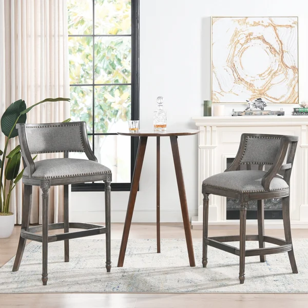 Jennifer Taylor Home Paris 26 inch Farmhouse Counter Height Bar Stool Vintage Black Brown Faux Leather