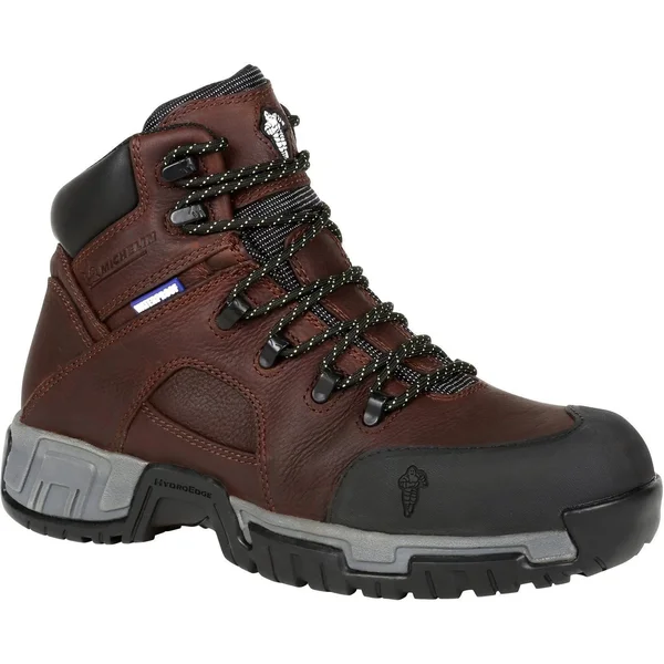 Men's Brown Michelin HydroEdge Steel Toe Waterproof Work Boot Size 9(Wide)