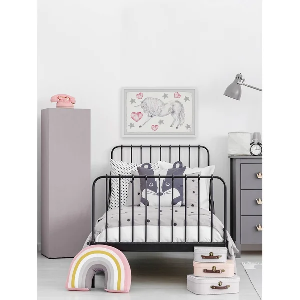 Marmont Hill Curly Unicorn Framed Wall Art - Size: 16 x 24, White