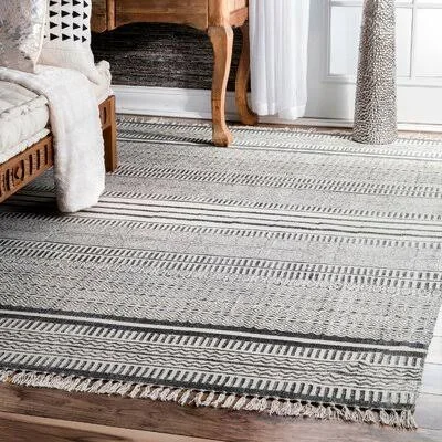 Belisle Abstract Handwoven Flatweave Gray Area Rug Union Rustic Rug Size: Rectangle 5& x 8&