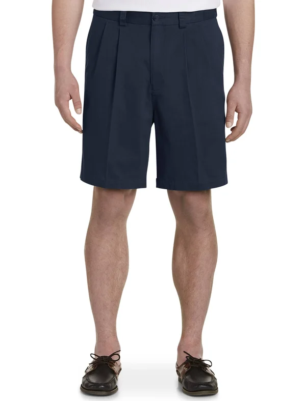Harbor Bay by DXL Big and Tall Waist-Relaxer Pleated Shorts