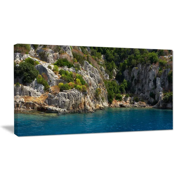 Design Art Beautiful Turkey Tropical Beach Photographic Print on Wrapped Canvas, Blue