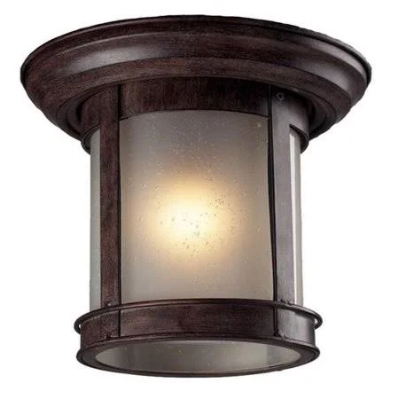 Breakwater Bay Crosstown 1-Light Flush Mount Color: Weathered Bronze, Shade Type: Frosted Seedy