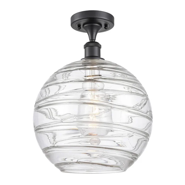 Innovations 516-1C-BK-G1213-12-LED Matte Black X-Large Deco Swirl 1 Light Semi-Flush Mount