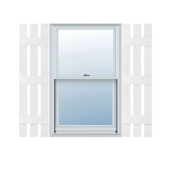 Ekena Millwork 12 in. x 75 in. Lifetime Vinyl Custom Three Board Spaced Board and Batten Shutters Pair Bright White