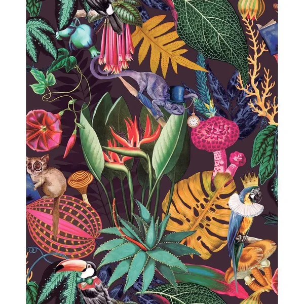 Walls Republic Plum A Tropical Soiree Wallpaper, Botanical Wallpaper, Tropical Wallpaper, Removable Double Roll Wallpaper, Pu