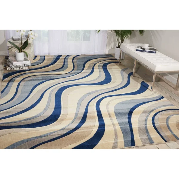 Nourison Somerset ST81 7&9x22 x 10&10x22 Ivory Blue Area Rug