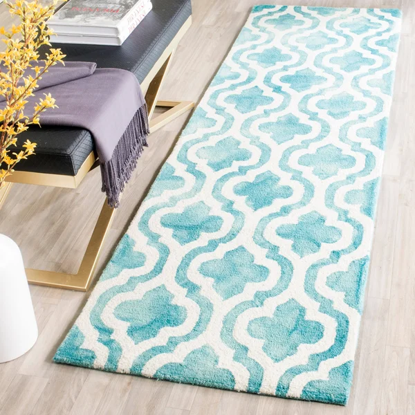 Safavieh Dip Dye DDY537D Turquoise - Ivory Rug 2&3x22 x 8& Runner
