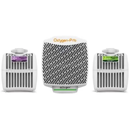 Oxygen-Pro - Starter Kit - Commercial Air Freshener and Deodorizer - Wall Mounted, Battery Operated Automatic Dispenser, Odor Eli
