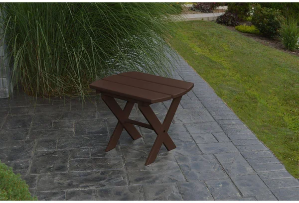 Au0026L Furniture Co. Outdoor Recycled Plastic Folding Oval End Table, Al Tudor Brown