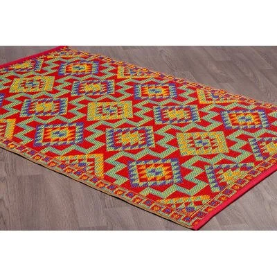 Dottie Geometric Red/Orange/Blue Indoor, Outdoor Area Rug Union Rustic Rug Size: Rectangle 6& x 9&