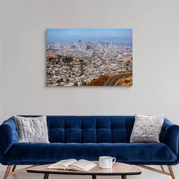 San Francisco City Skyline from Twin Peaks, California, Canvas Wall Art, 48x32, Great Big Canvas
