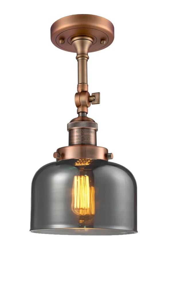 Innovations Lighting Large Bell 1 Light Semi Flush Mount 201F AC G73 (Antique Copper)