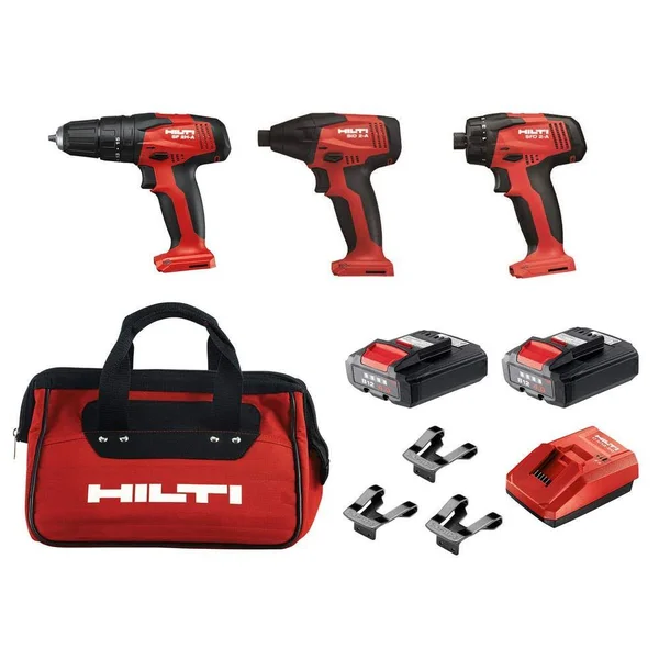 Hilti 12-Volt Lithium-Ion Cordless Rotary Impact Driver/Hammer Driver/Drill and Screwdriver Combo Kit (3-Tool) 3536731
