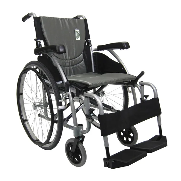 Karman S-Ergo 115 Ultra Lightweight Ergonomic Wheelchair 20x22 Seat - SWG Away Footrest, Quick Release Wheels, Silver