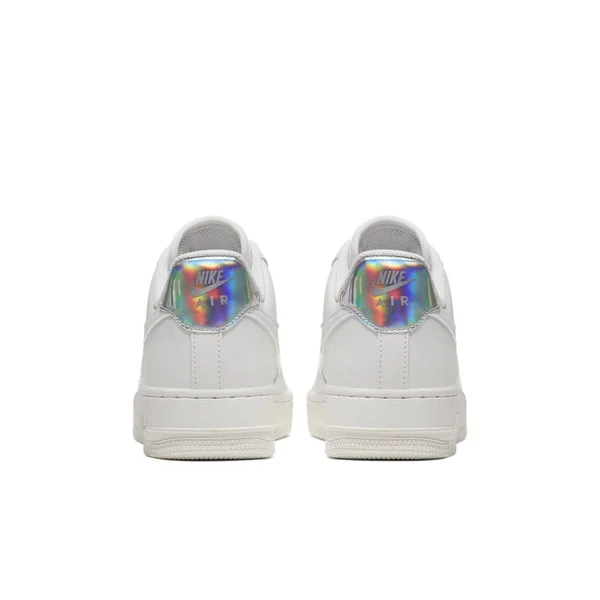 Nike Womens Air Force 1 Low Iridescent Shoes White/Silver Size 8.5