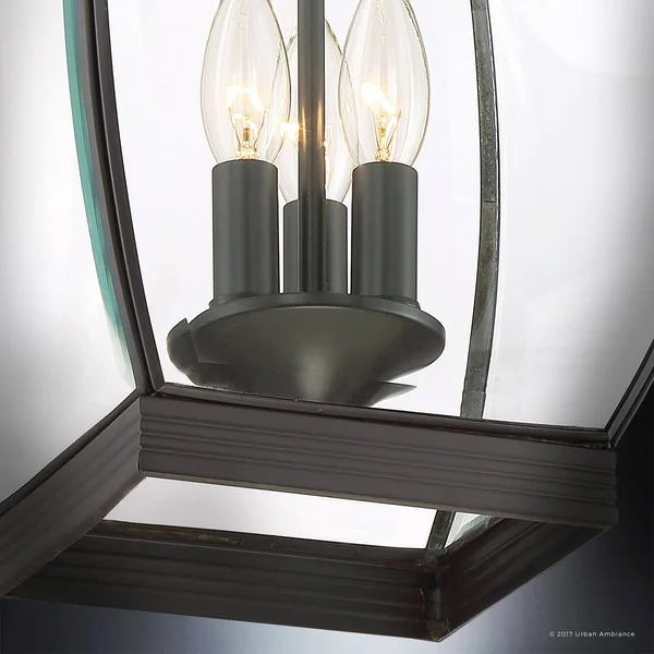 Luxury Colonial Outdoor Pendant Light, Large Size: 20.5x22H x 9x22W, with Transitional Style Elements, Bowed Design, Gorgeous Da