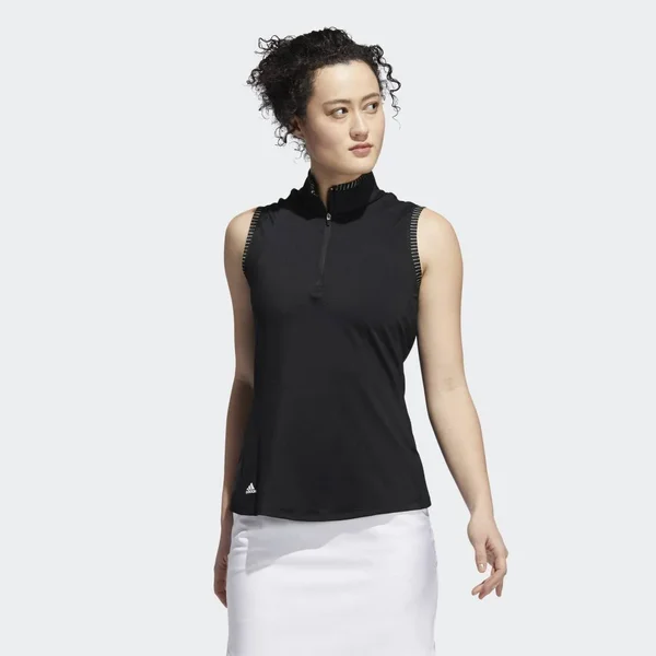 Adidas Women's Ultimate365 Spacedye Sleeveless Golf Polo, Large, Black