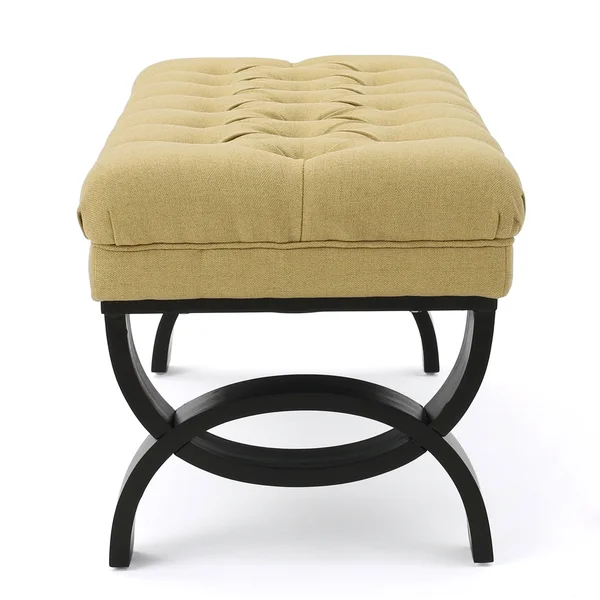 Colette Deep Red Tufted Fabric Ottoman Bench